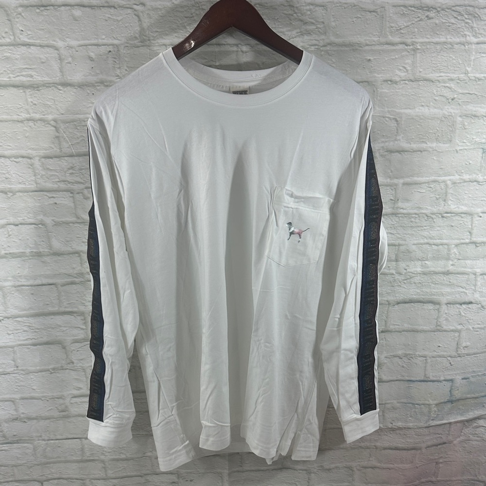 PINK Victoria's Secret White Long Sleeve with Black Accents